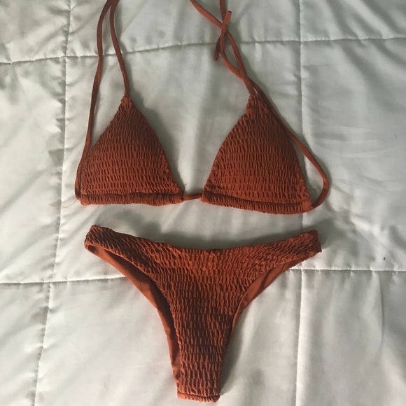 rust colored swimsuit